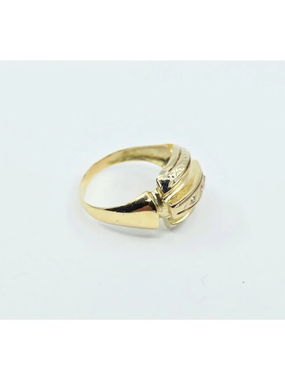 14K Karat Solid Two Tone Multi Color Gold Designer Diamond Wide Ring - Size 7.50